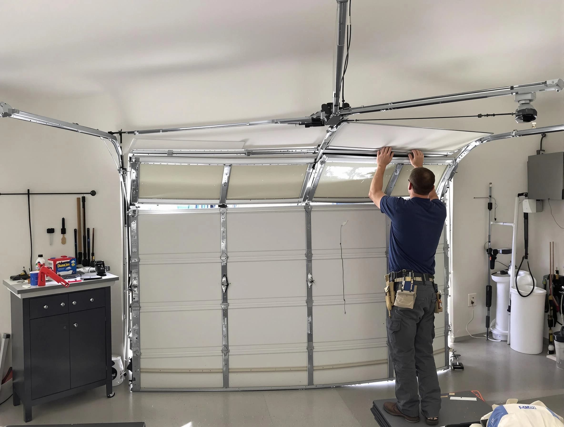 East Orange Garage Door Repair specialist performing precise section replacement on East Orange garage door