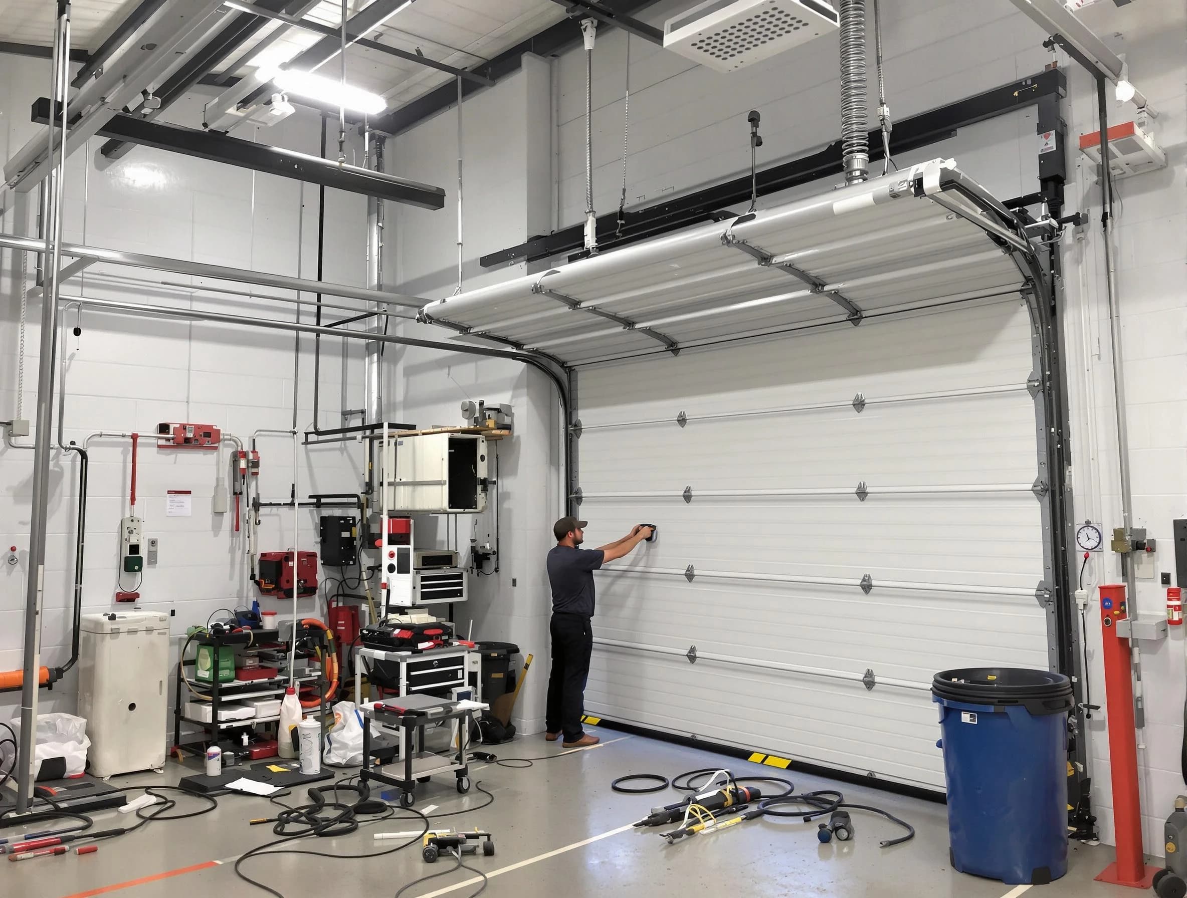 East Orange Garage Door Repair certified technician performing commercial door repair at a East Orange business facility