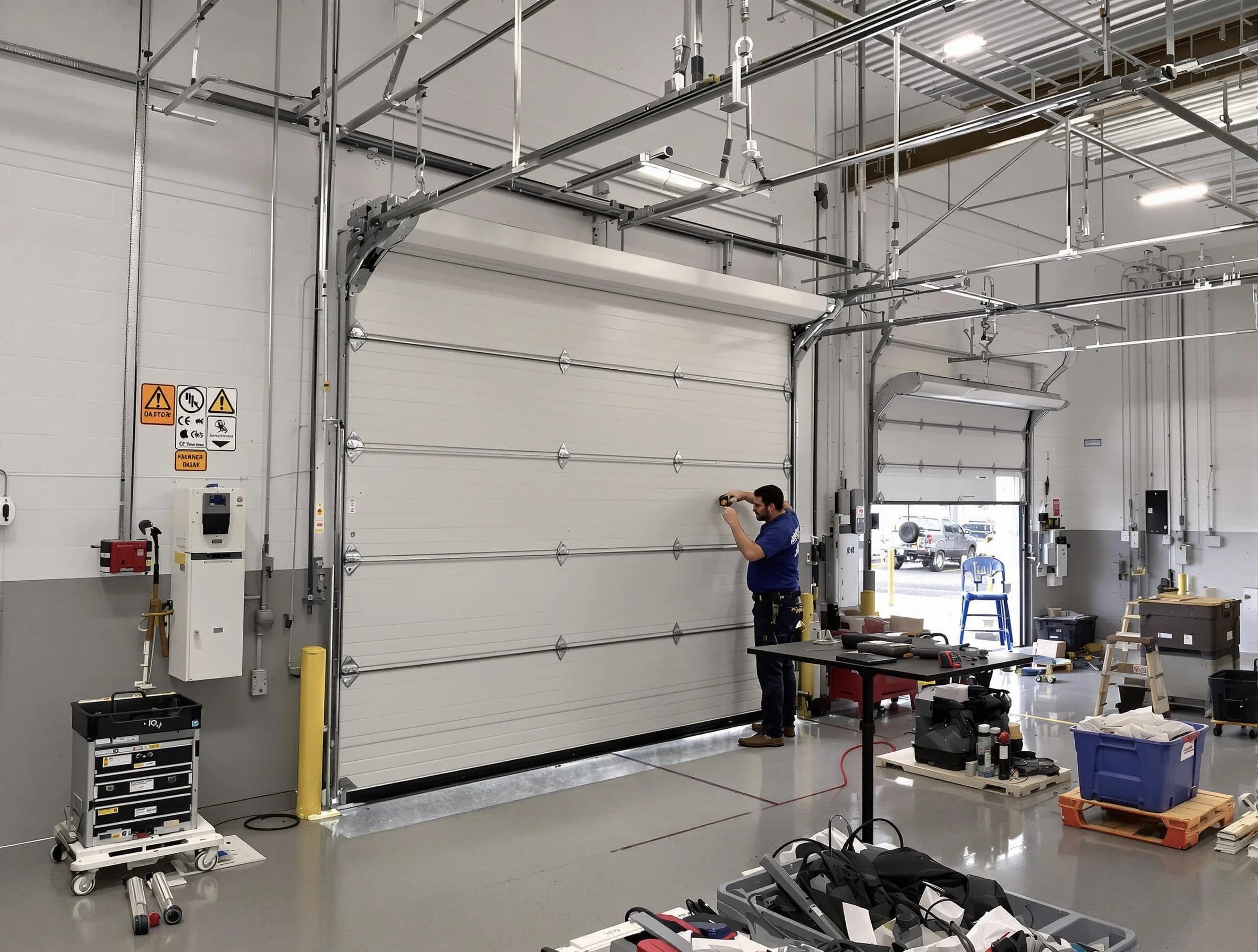Commercial garage door repair being performed by East Orange Garage Door Repair expert in East Orange