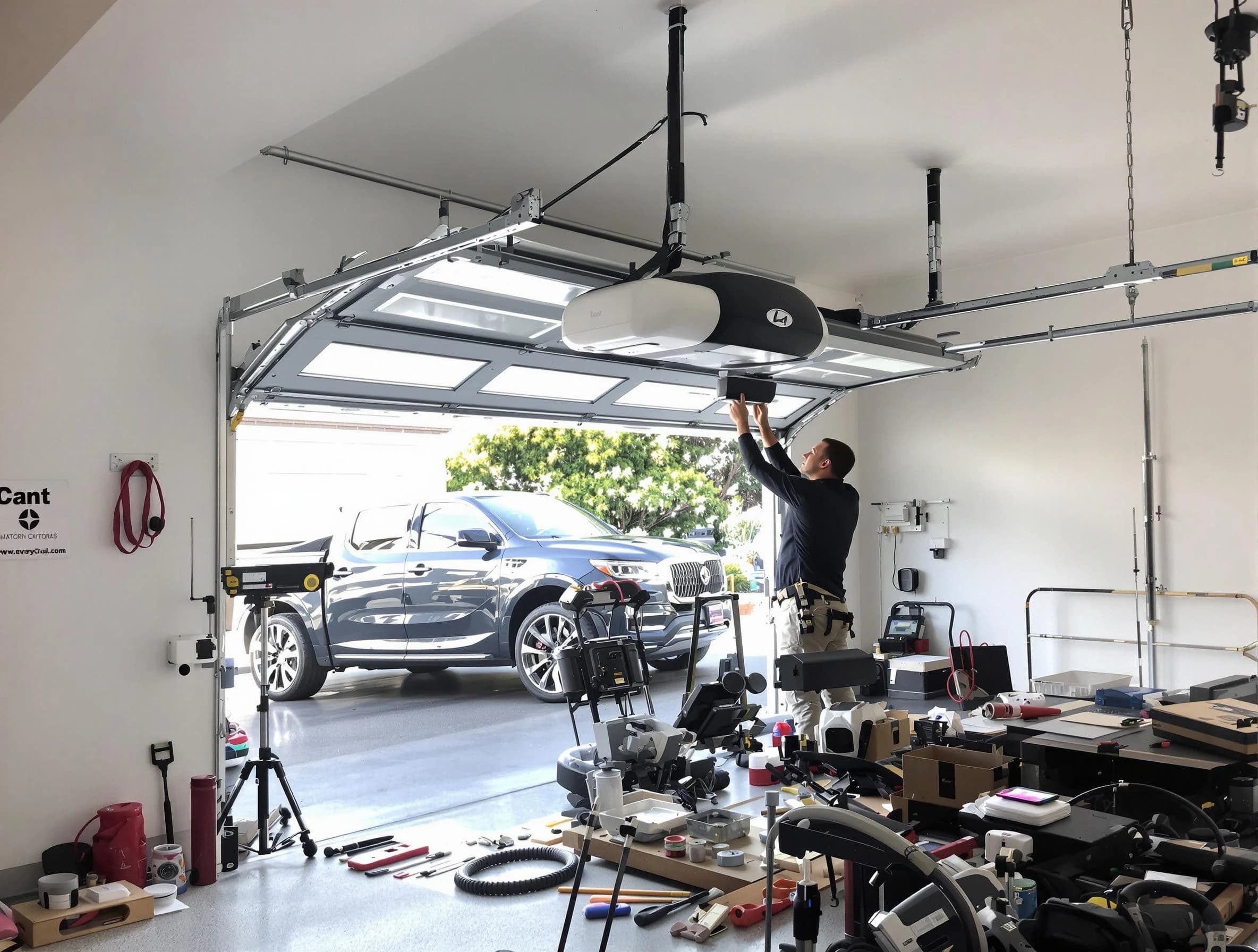 East Orange Garage Door Repair specialist installing smart garage door opener system in East Orange home