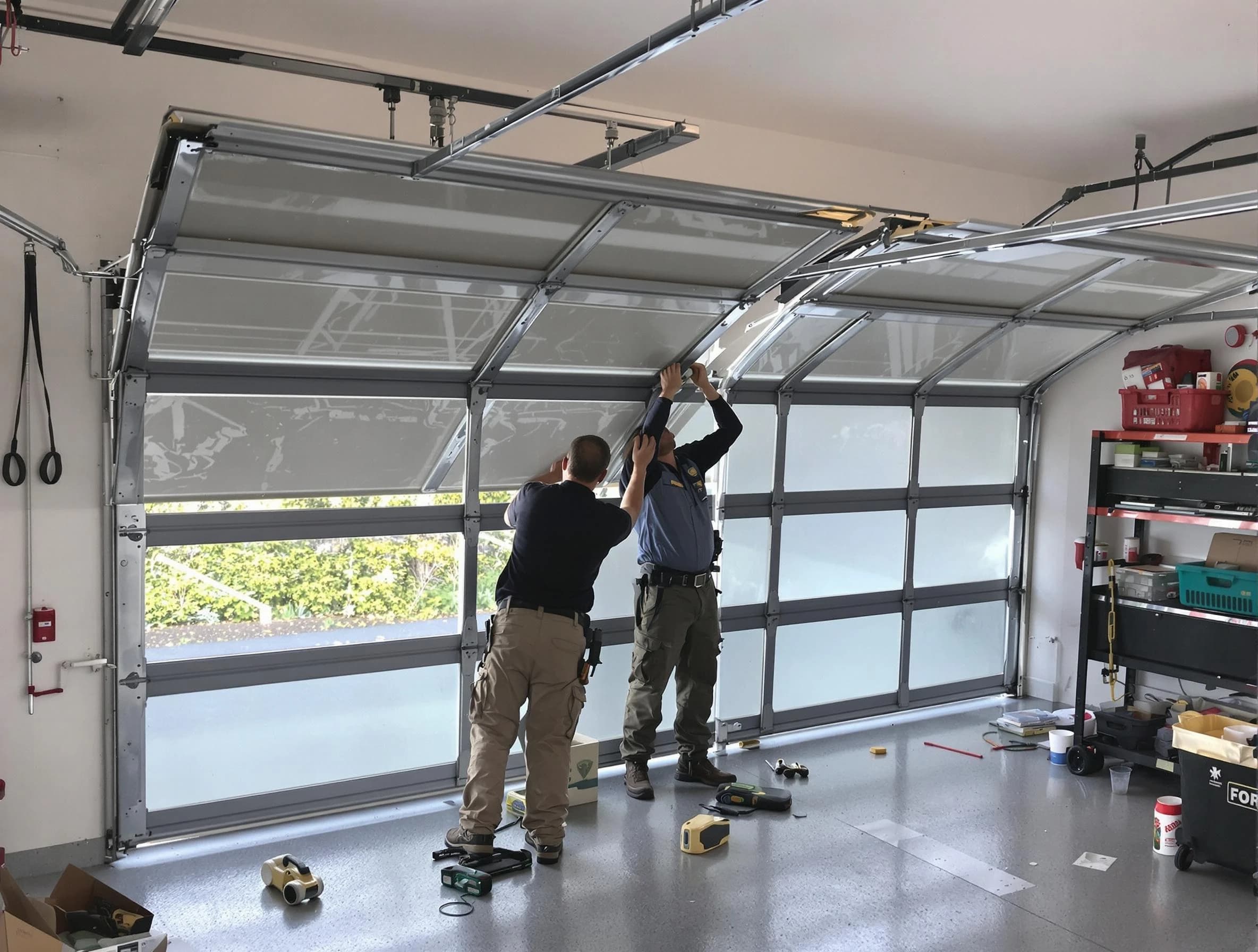 East Orange Garage Door Repair expert performing precise panel replacement on East Orange garage door