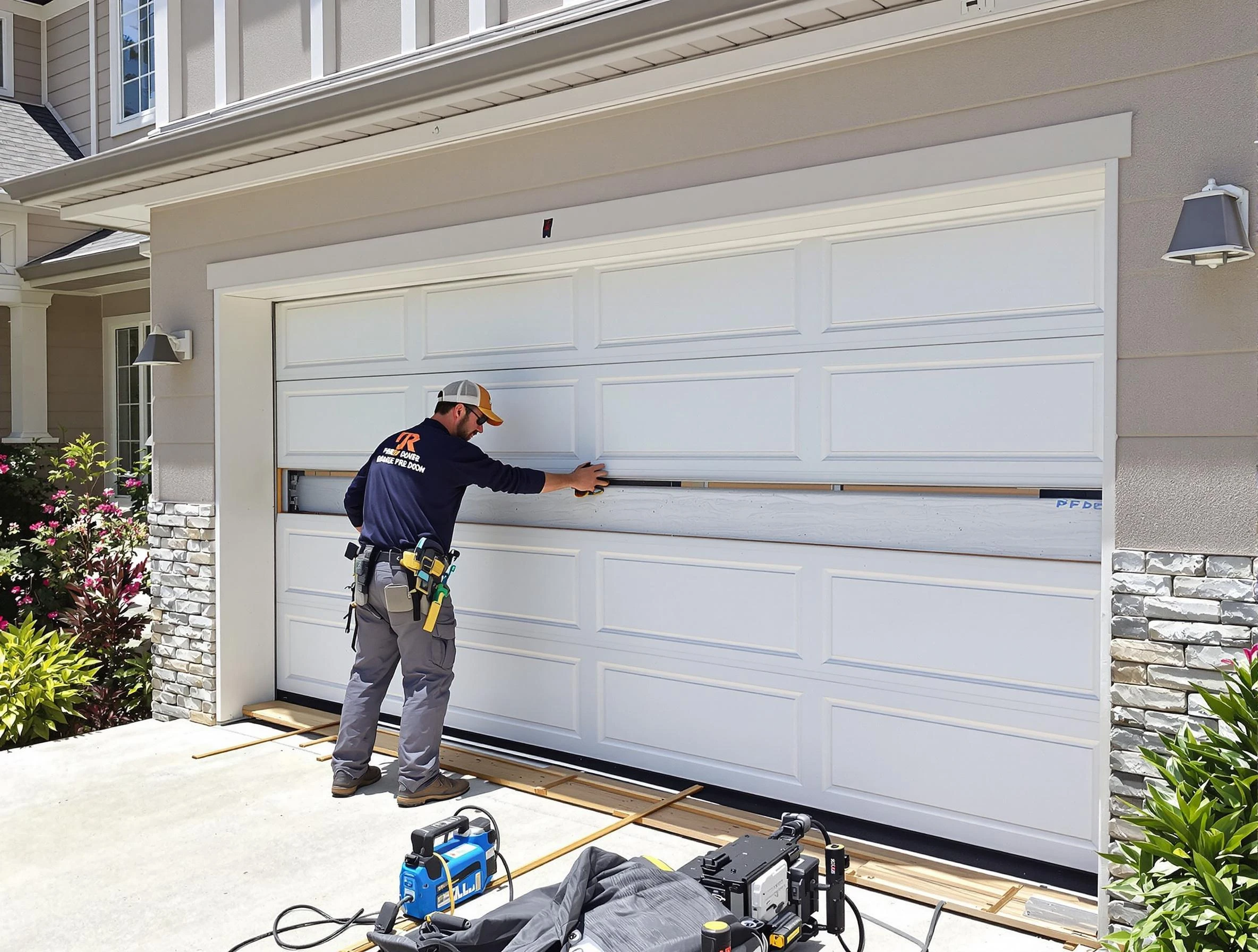 East Orange Garage Door Repair team performing complete garage door replacement at East Orange residence