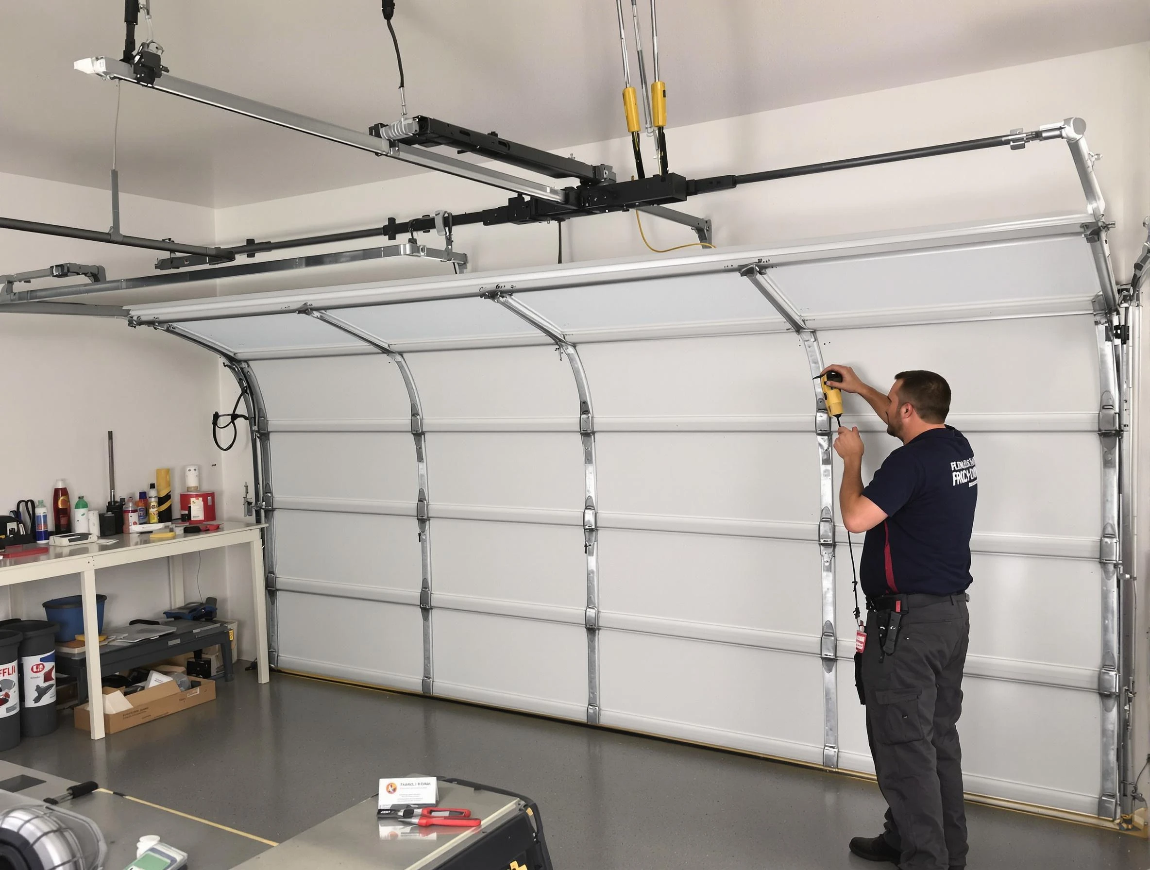 East Orange Garage Door Repair certified technician performing overhead door system repair in East Orange