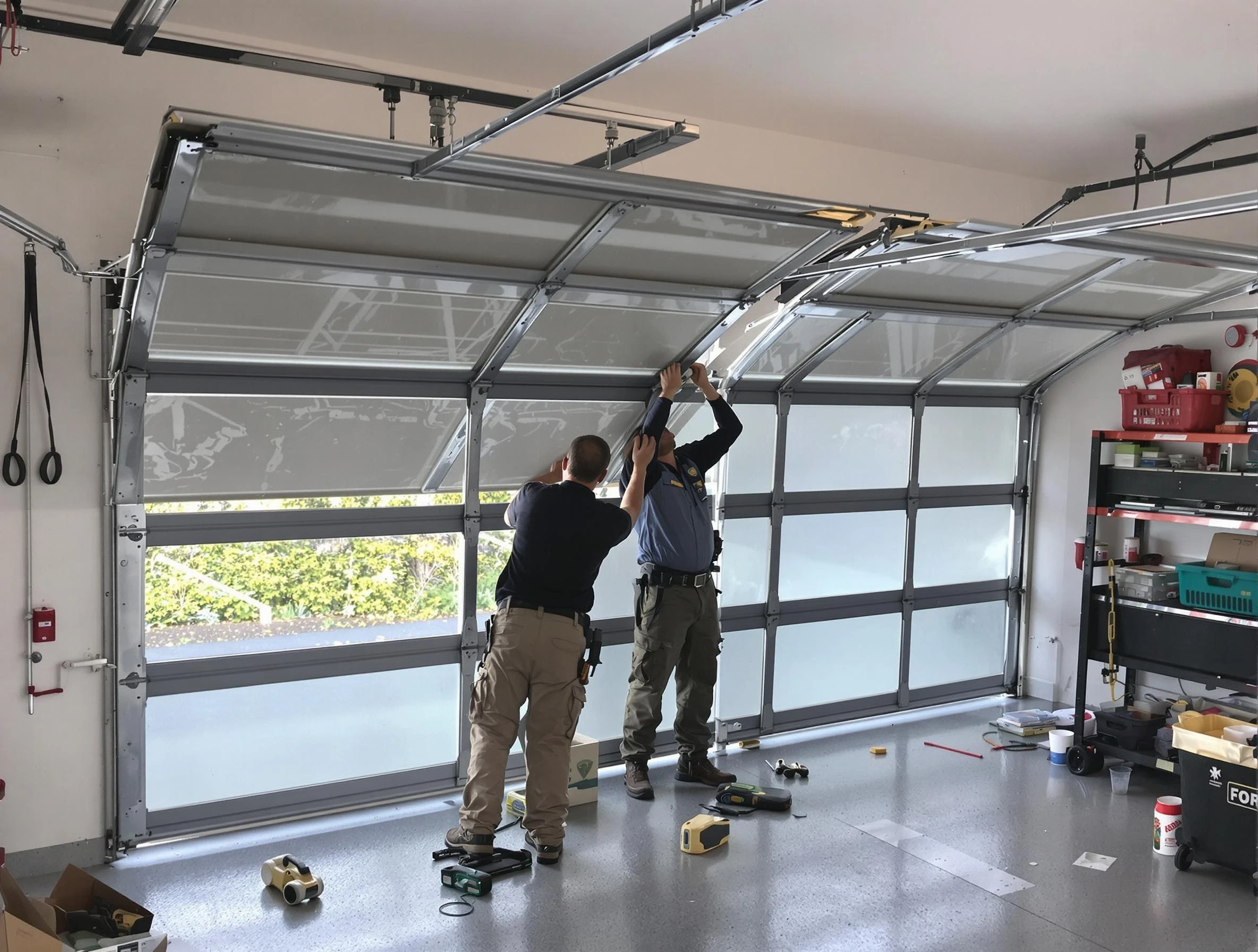 East Orange Garage Door Repair expert performing precise panel replacement on East Orange garage door