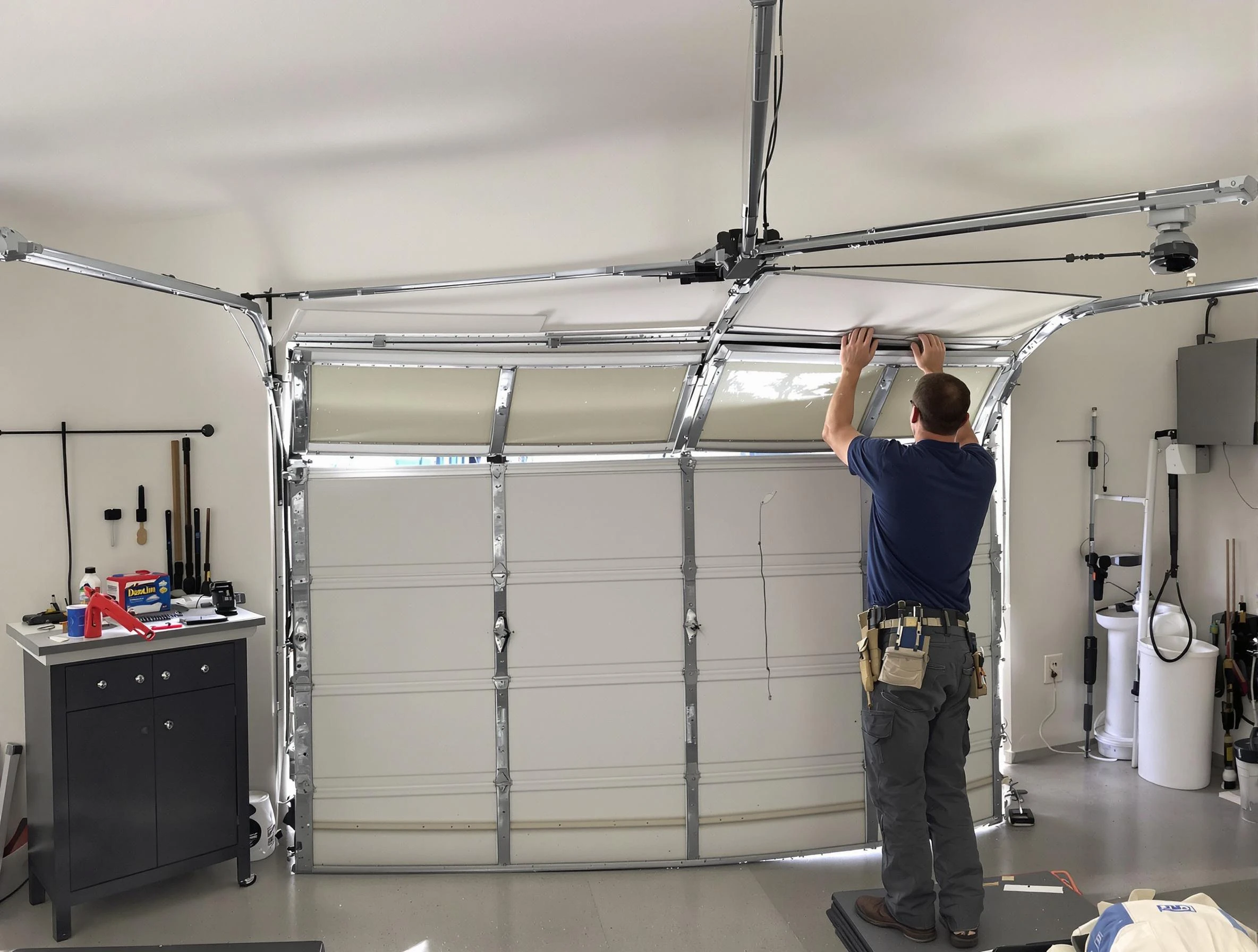 East Orange Garage Door Repair specialist performing precise section replacement on East Orange garage door